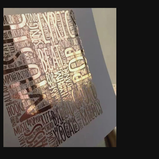 video of white card, rose gold foil